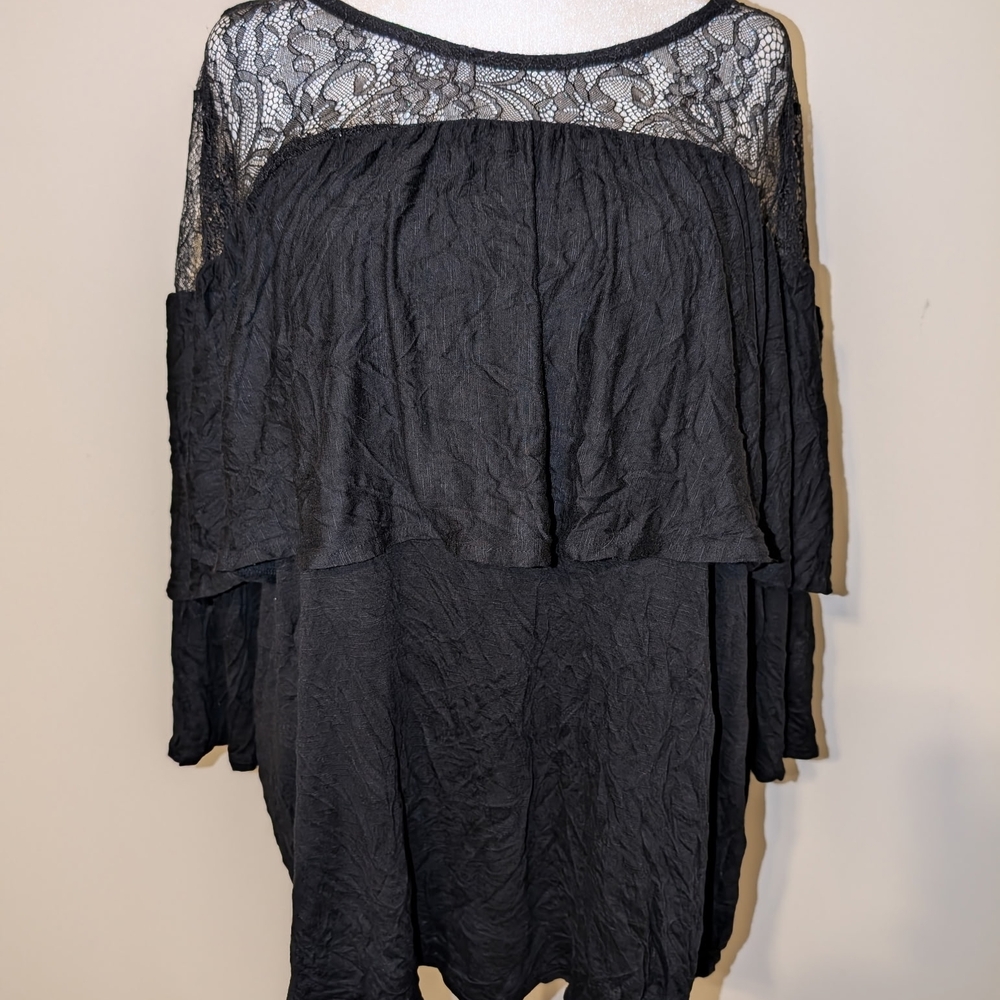 Lane Bryant Elegant Black Lace Blouse